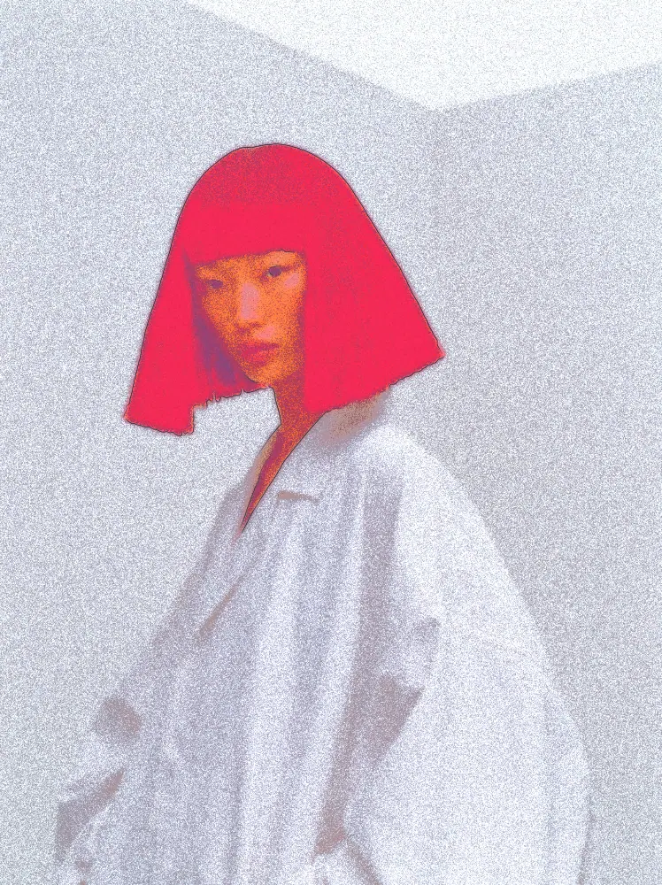 Airbrush Effect on a photo of a woman with a red bob