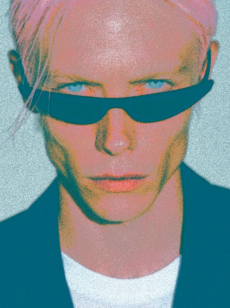 Airbrush Effect on a photo of a man with pink hair and black sunglasses