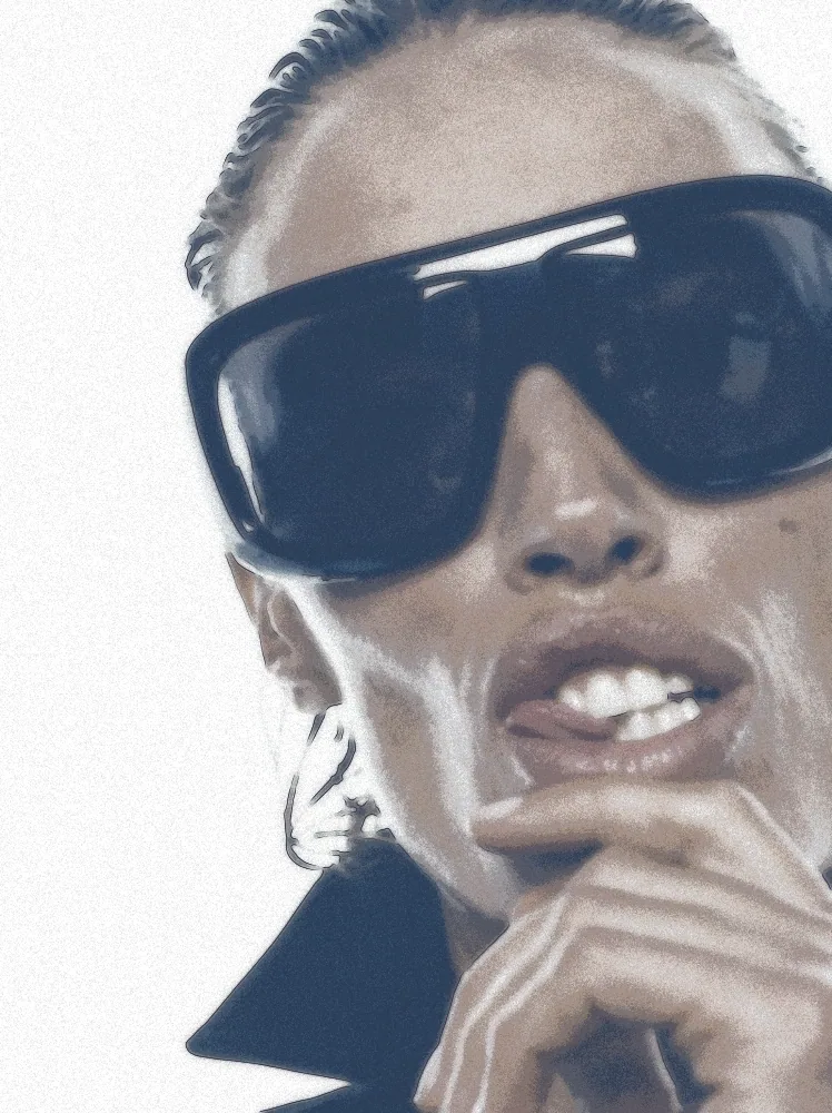 Airbrush Effect on a photo of a woman in black sunglasses