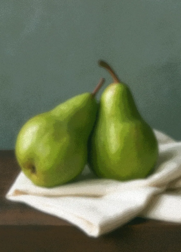 Airbrush Effect on a photo of two pears on linen