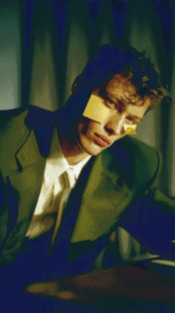 Airbrush Effect on a photo of a man in a suit under yellow light
