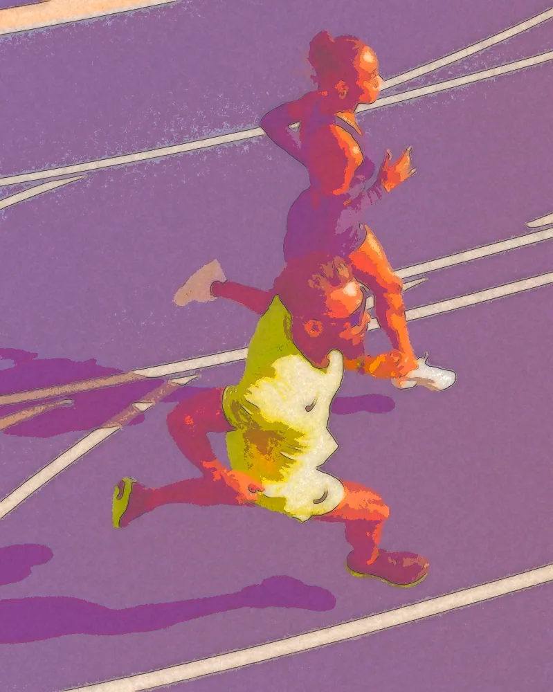 Airbrush Effect on a photo of two runners on a track