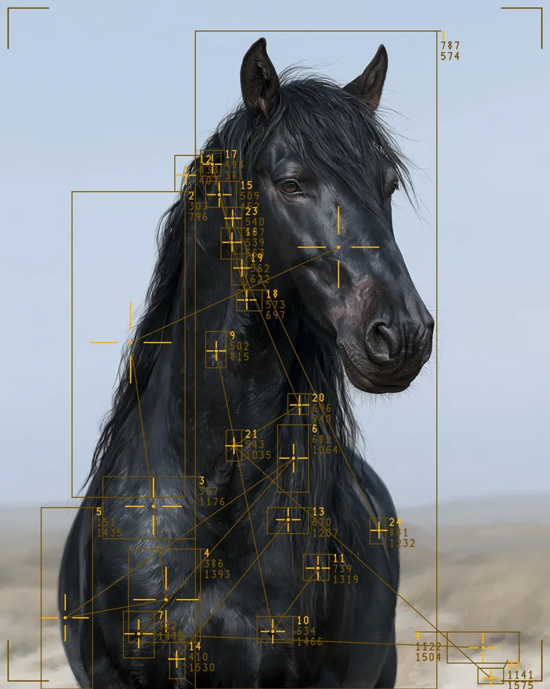 Blob Tracking Effect on a photo of a black horse