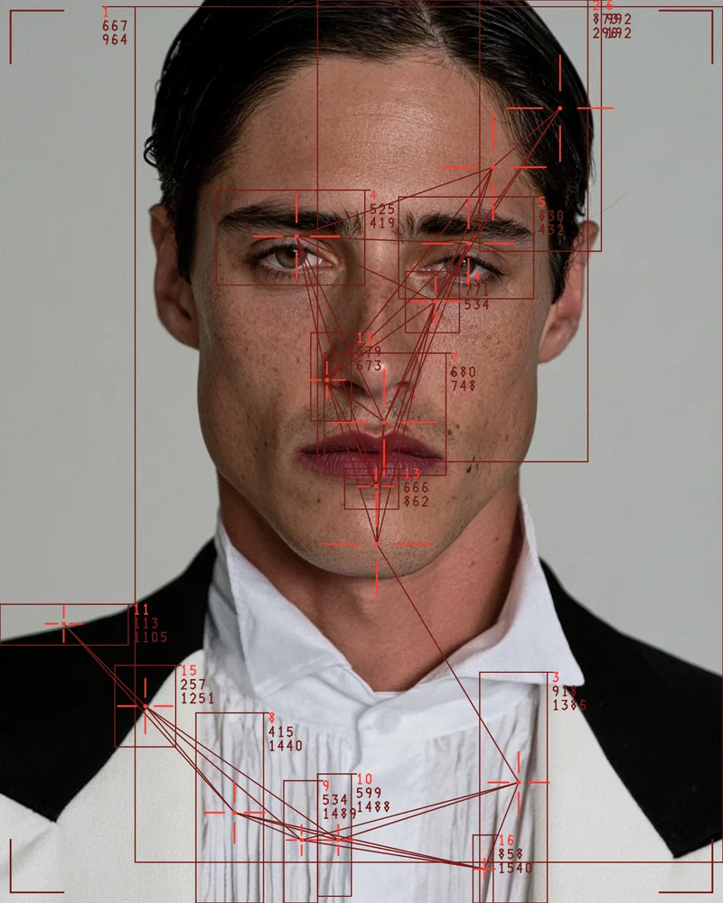 Blob Tracking Effect on a photo of a man in a white shirt