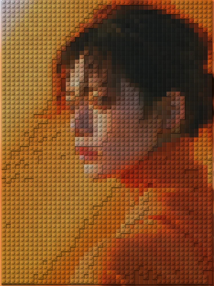 Brick Mosaic Effect on a photo of a woman in an orange turtleneck