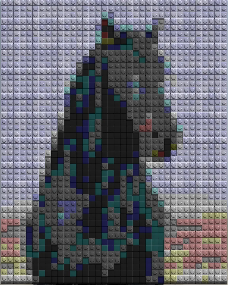 Brick Mosaic Effect on a photo of a black horse