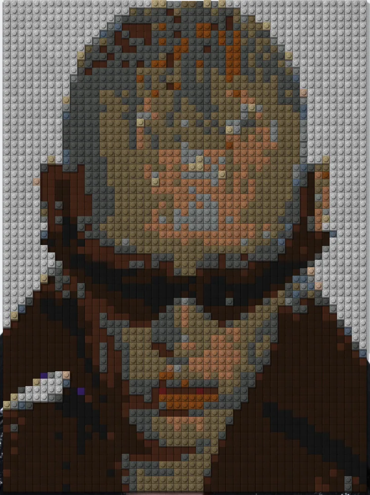 Brick Mosaic Effect on a photo of a man with slicked blond hair and sunglasses