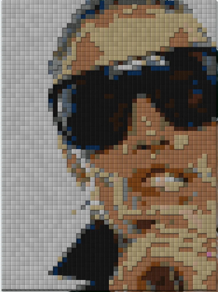 Brick Mosaic Effect on a photo of a woman in black sunglasses