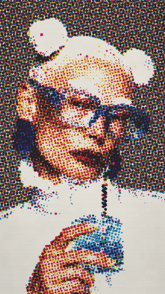CMYK Effect on a photo of a woman in blue glasses