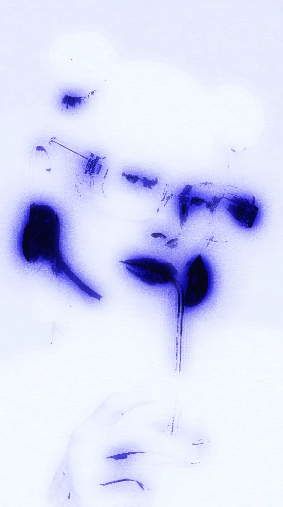 Cyanotype Effect on a photo of a woman in blue glasses