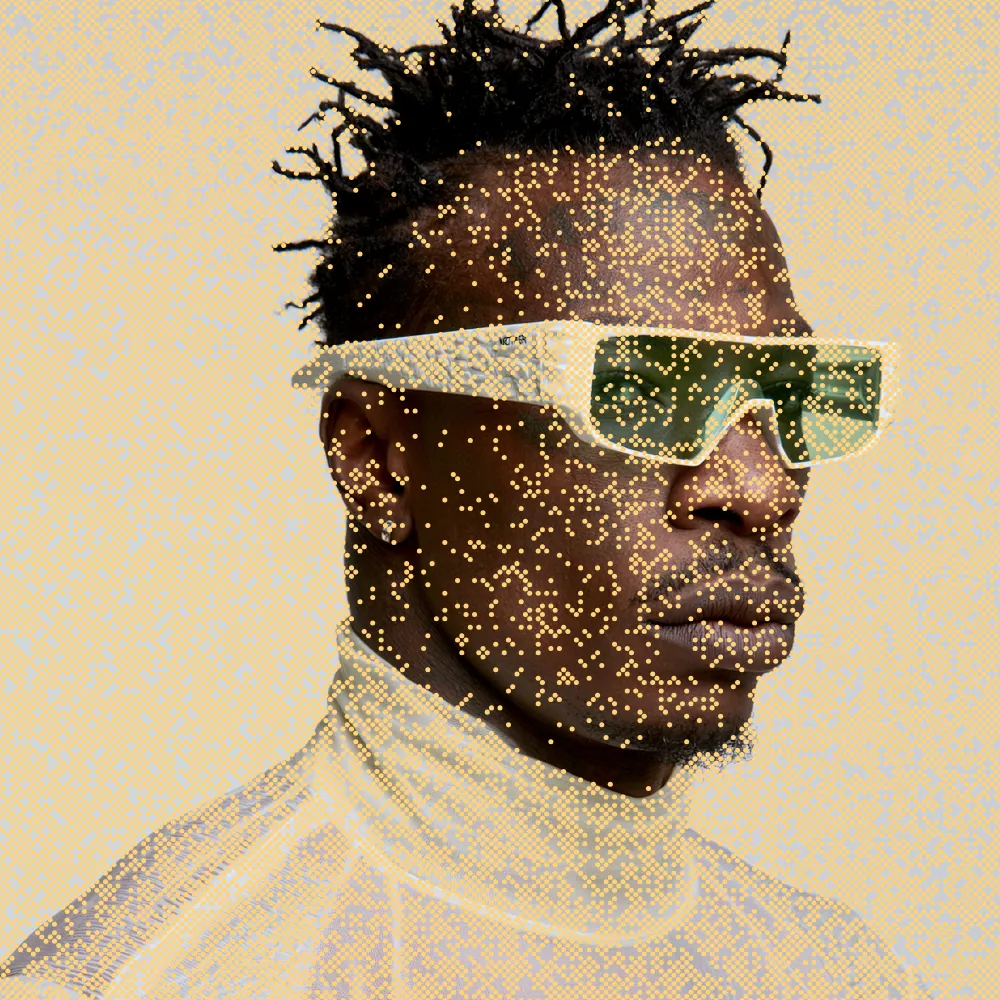 Dither Effect on a photo of a man in white sunglasses