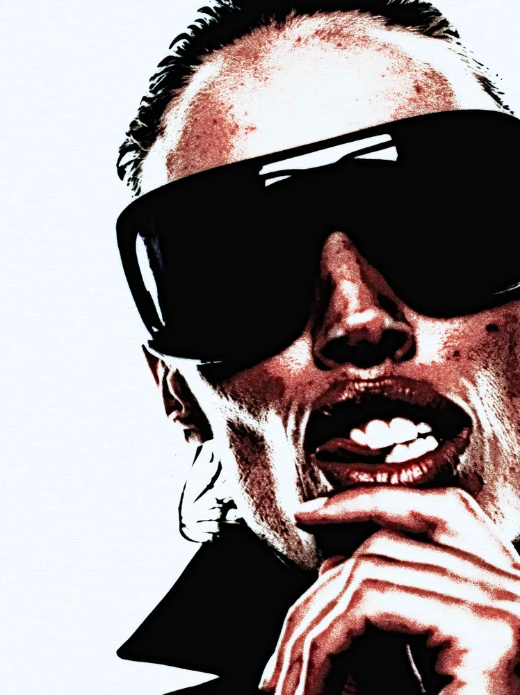 Grunge Effect on a photo of a woman in black sunglasses