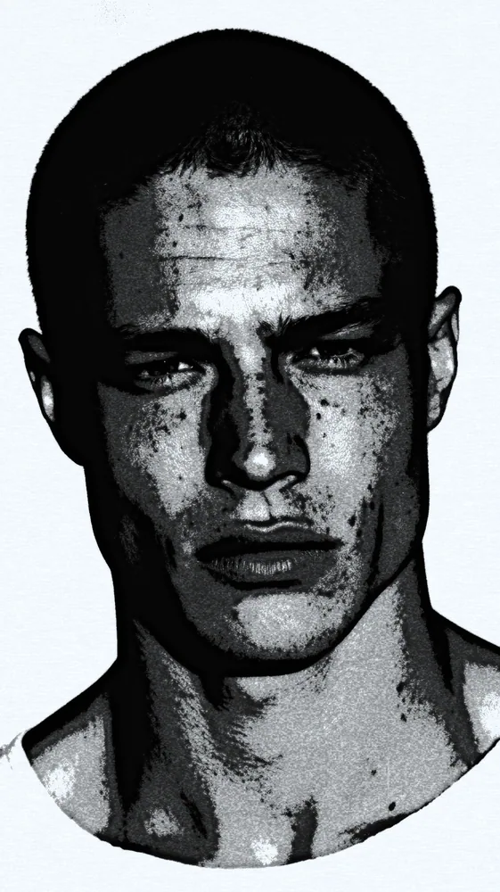 Grunge Effect on a photo of a man with a buzz cut