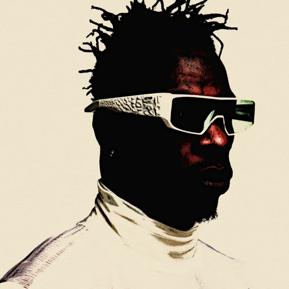 Grunge Effect on a photo of a man in white sunglasses
