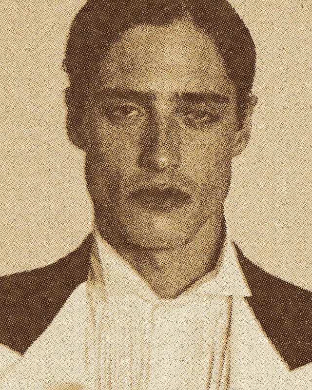 Halftone Effect on a photo of a man in a white shirt