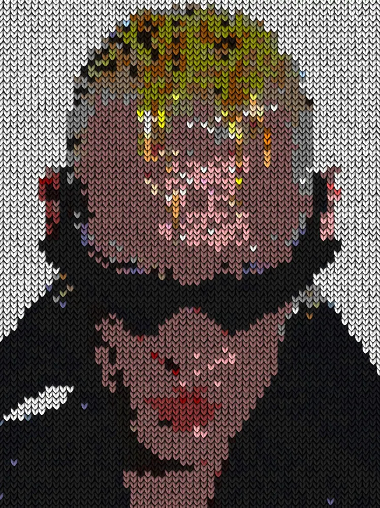 Knit Effect on a photo of a man with slicked blond hair and sunglasses