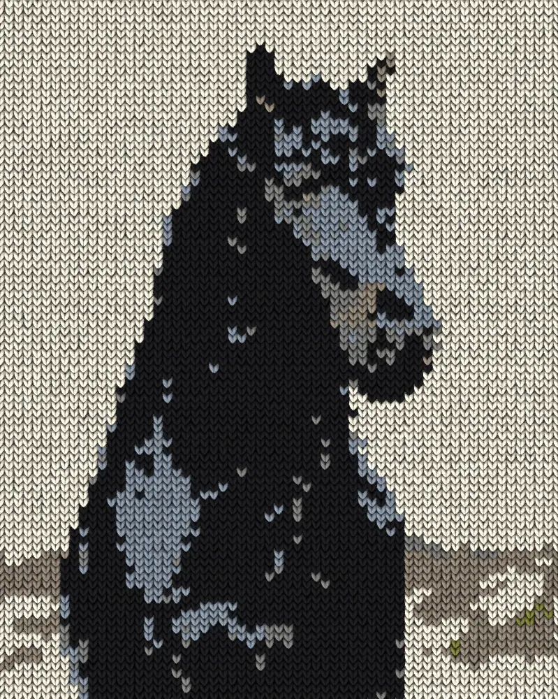 Knit Effect on a photo of a black horse
