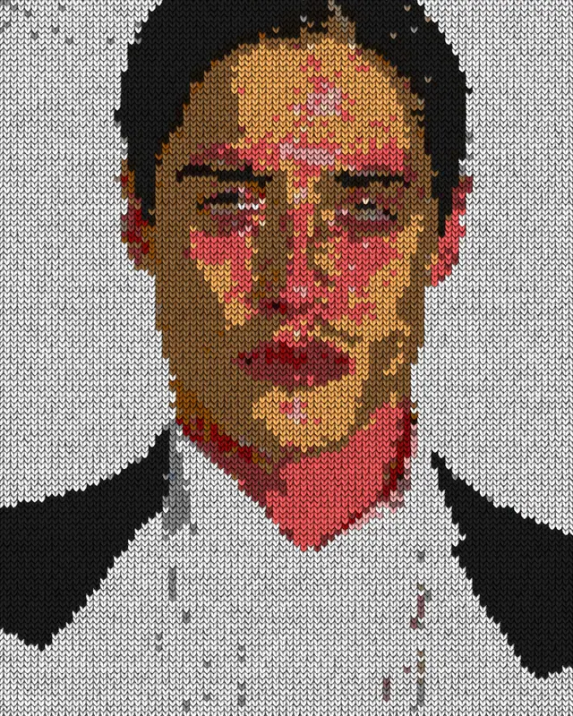 Knit Effect on a photo of a man in a white shirt