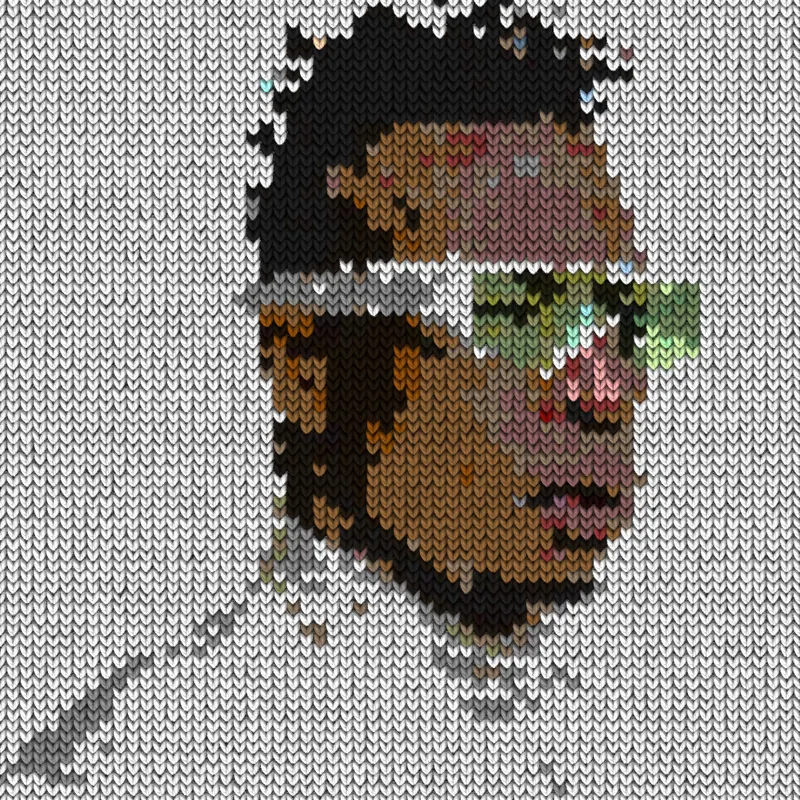 Knit Effect on a photo of a man in white sunglasses