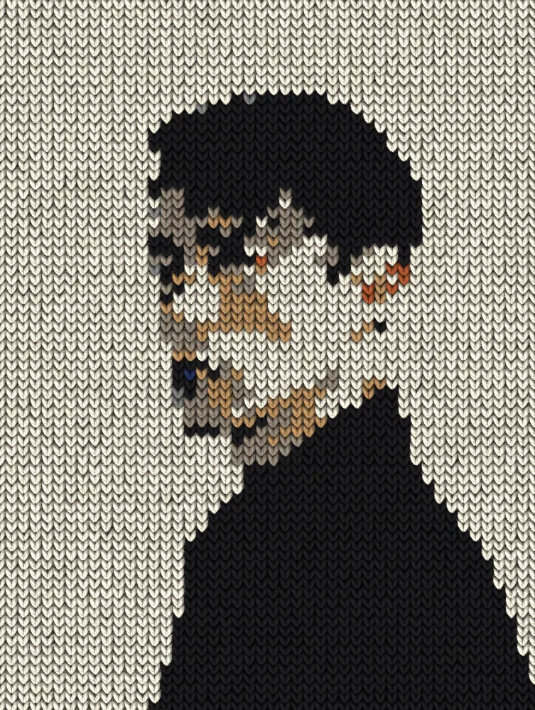Knit Effect on a photo of a young man in black