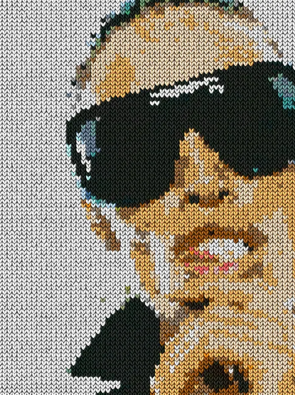 Knit Effect on a photo of a woman in black sunglasses