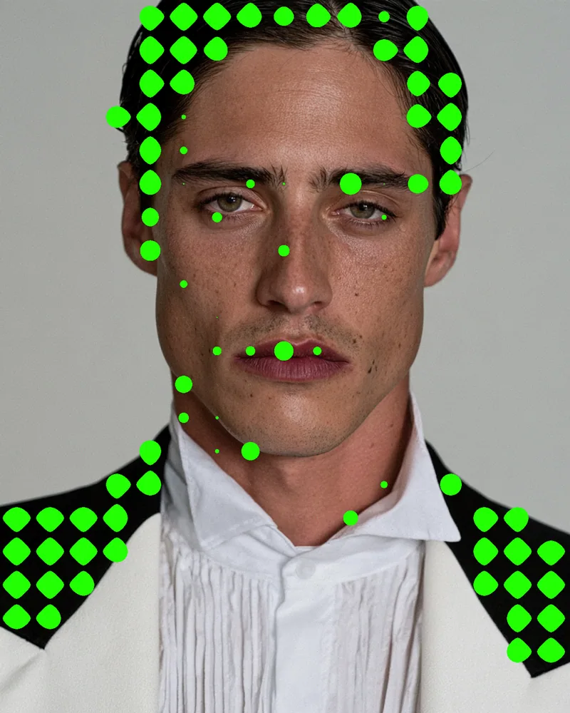 Metaball Effect on a photo of a man in a white shirt