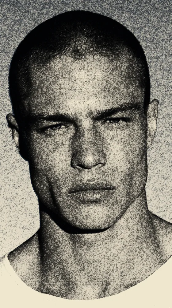 Newspaper Effect on a photo of a man with a buzz cut