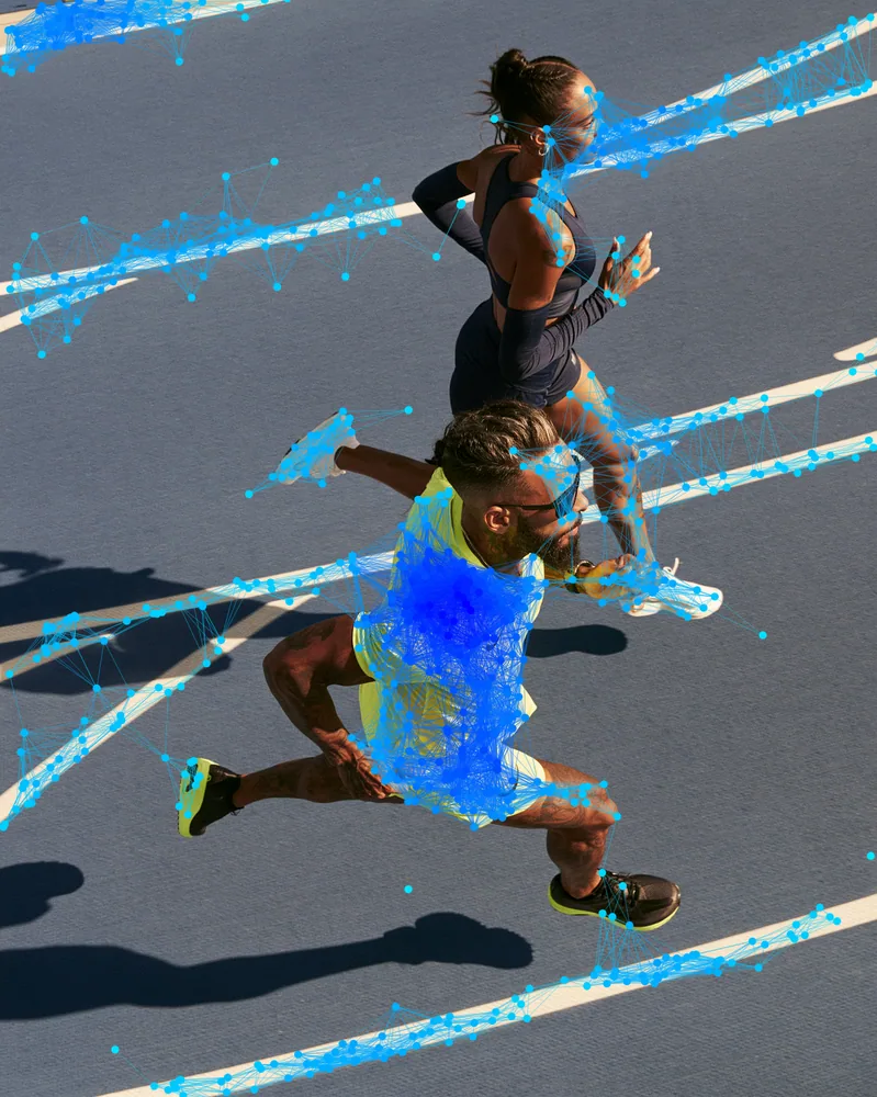 Plexus Effect on a photo of two runners on a track
