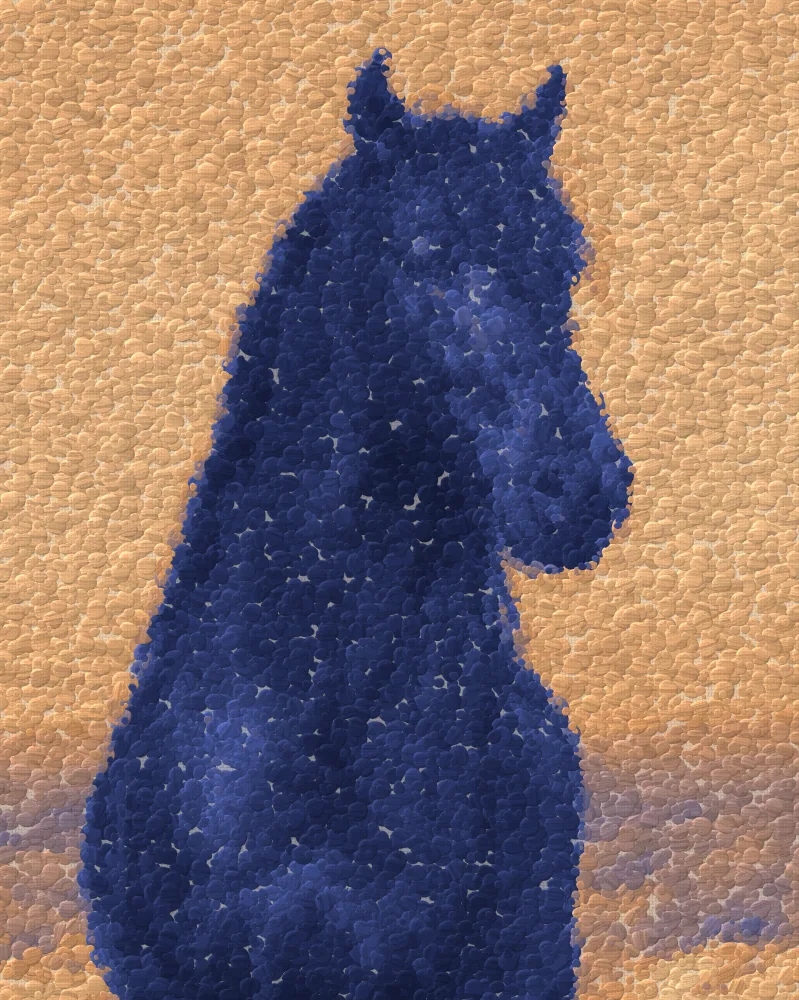 Pointillism Effect on a photo of a black horse
