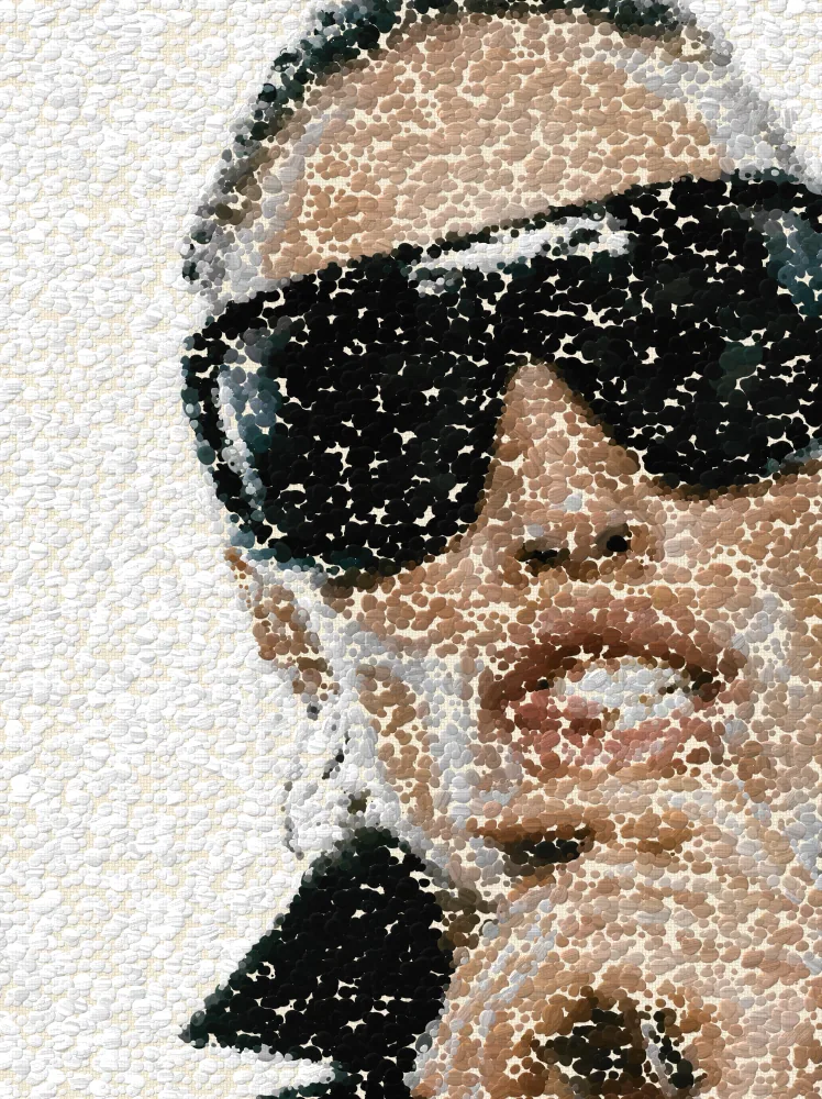 Pointillism Effect on a photo of a woman in black sunglasses