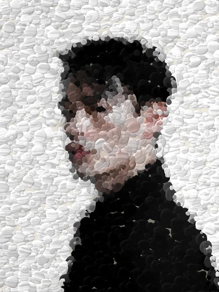 Pointillism Effect on a photo of a young man in black