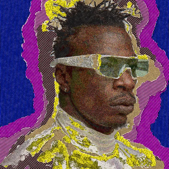 Pop Art Effect on a photo of a man in white sunglasses
