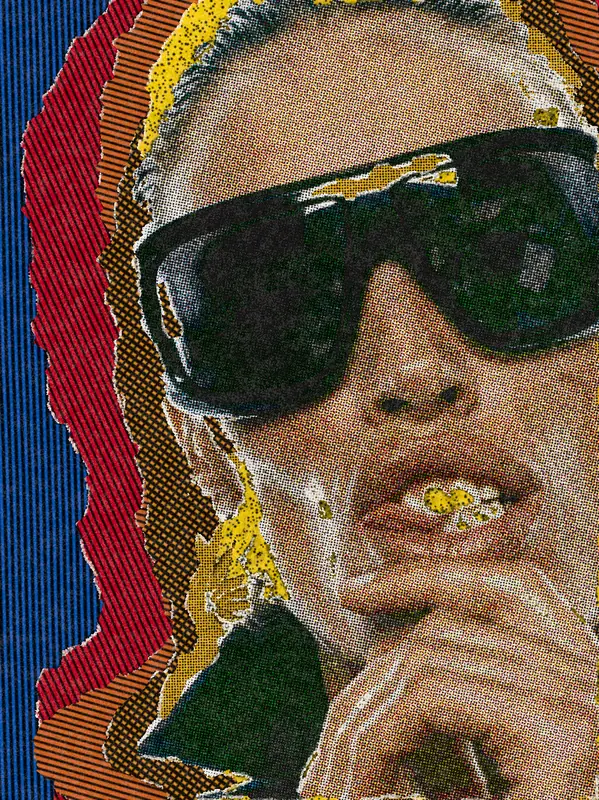Pop Art Effect on a photo of a woman in black sunglasses