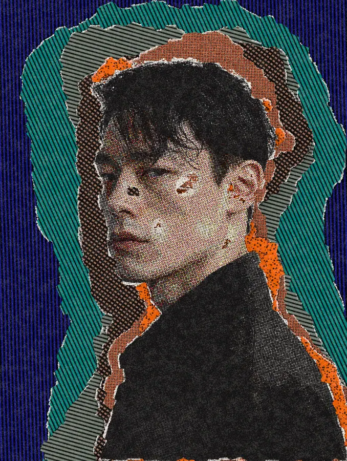 Pop Art Effect on a photo of a young man in black