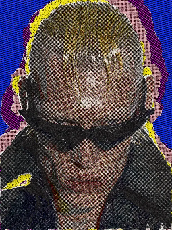 Pop Art Effect on a photo of a man with slicked blond hair and sunglasses