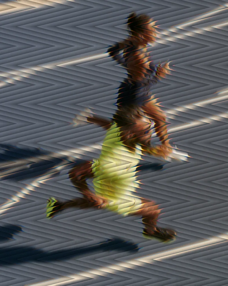 Reeded Glass Effect on a photo of two runners on a track