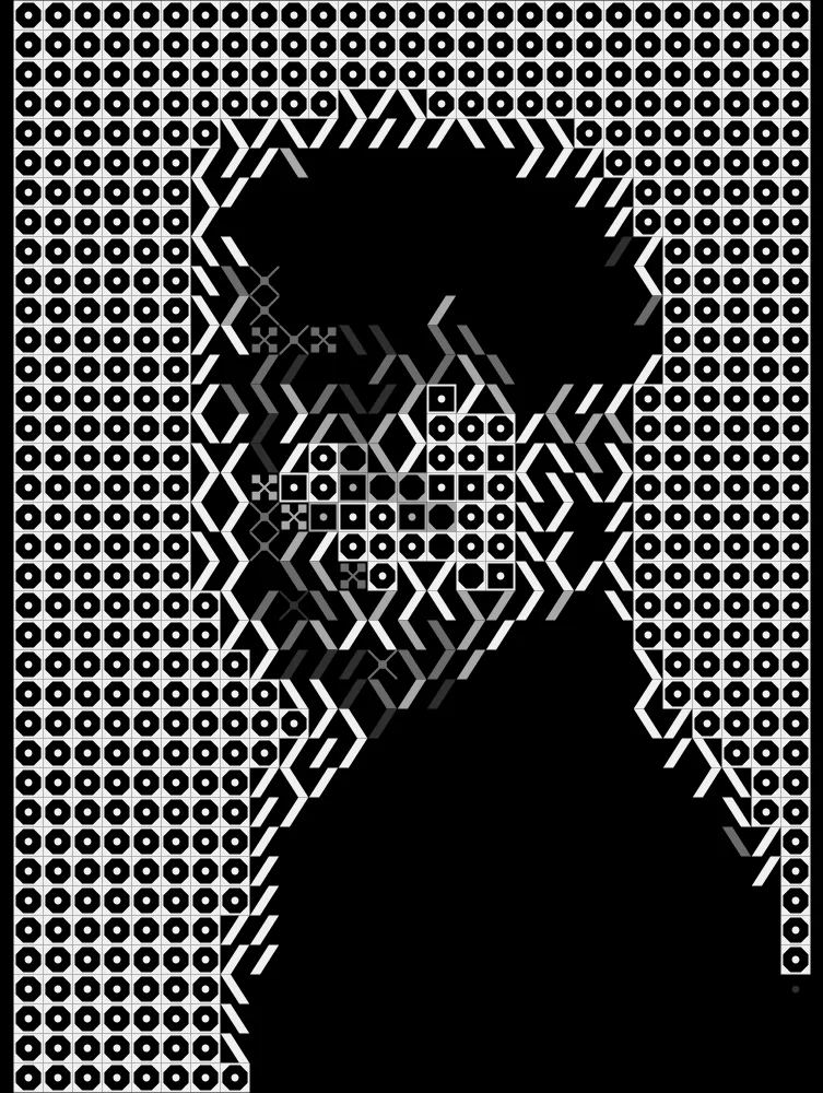 Shape Halftone Effect on a photo of a young man in black