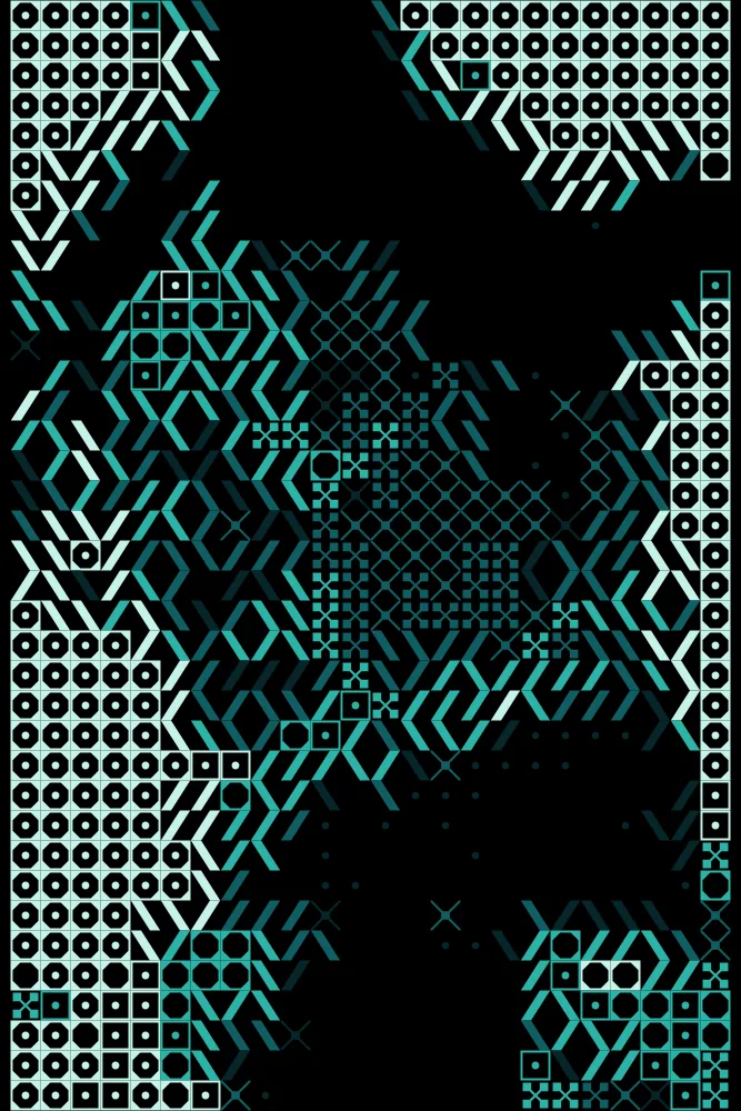 Shape Halftone Effect on a photo of a woman in orange glasses and a knit collar