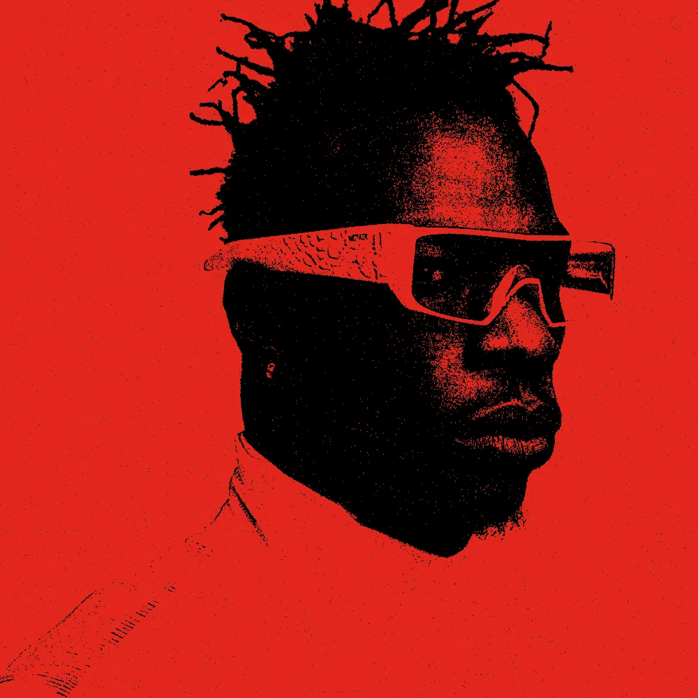 Stencil Effect on a photo of a man in white sunglasses