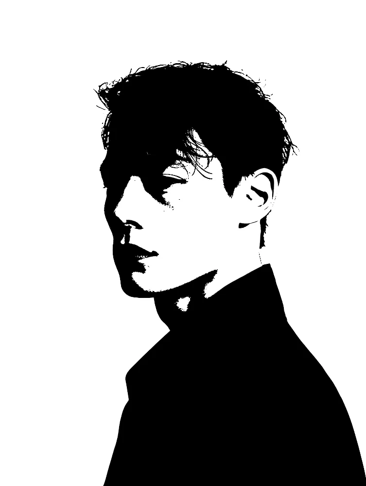 Stencil Effect on a photo of a young man in black