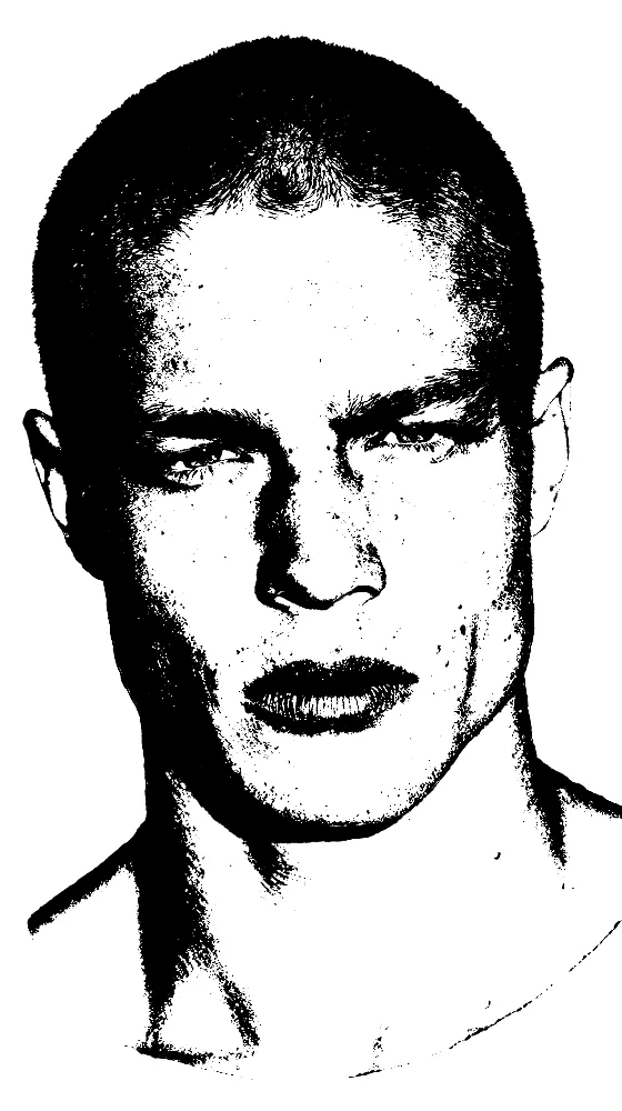 Stencil Effect on a photo of a man with a buzz cut