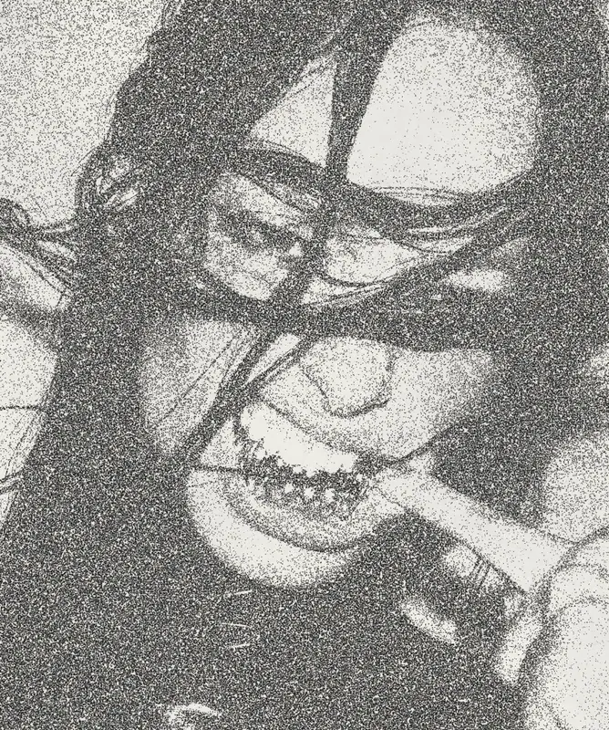 Stipple Effect on a photo of a woman biting her finger