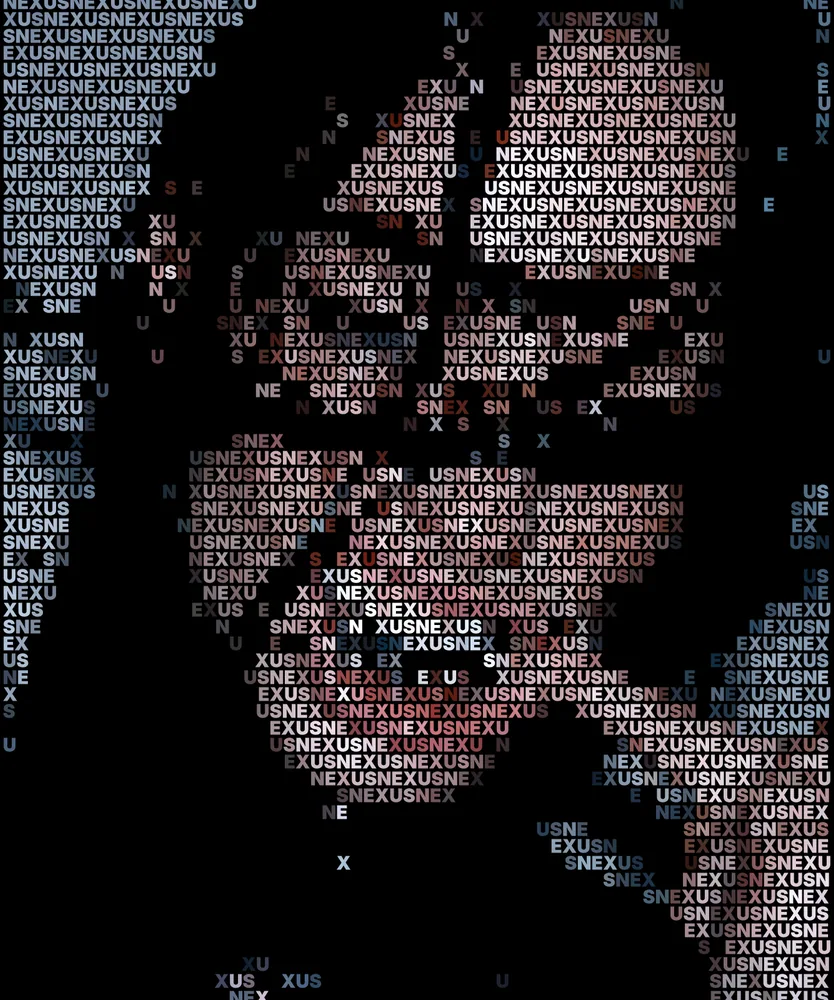 Text Portrait Effect on a photo of a woman biting her finger