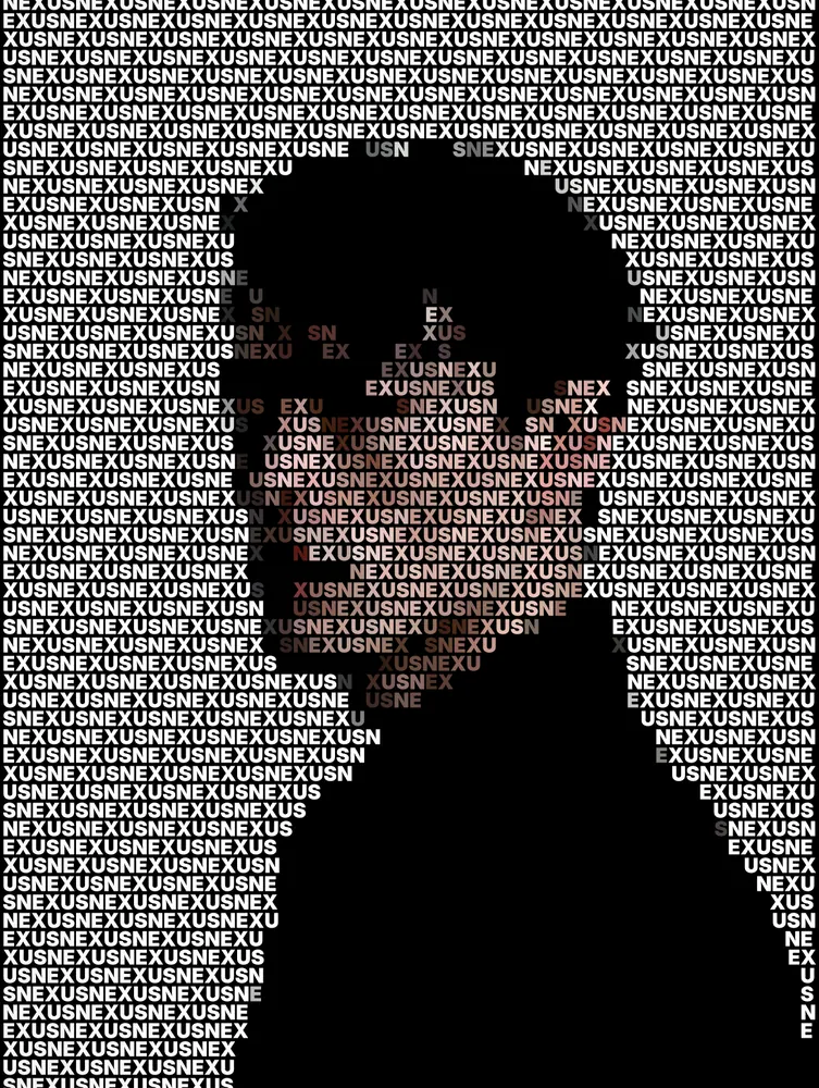 Text Portrait Effect on a photo of a young man in black