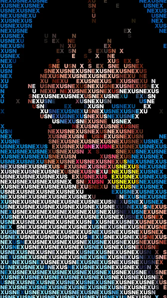 Text Portrait Effect on a photo of a woman in white cat-eye sunglasses