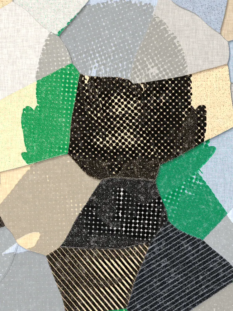Torn Paper Collage Effect on a photo of a man with slicked blond hair and sunglasses