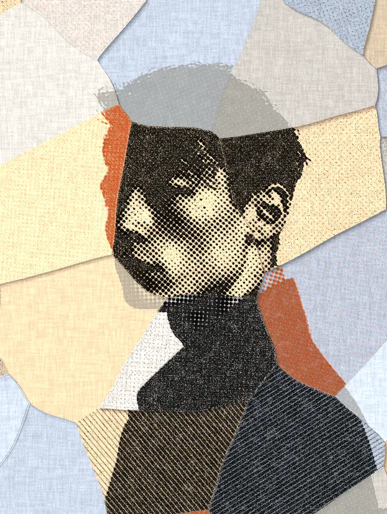 Torn Paper Collage Effect on a photo of a young man in black