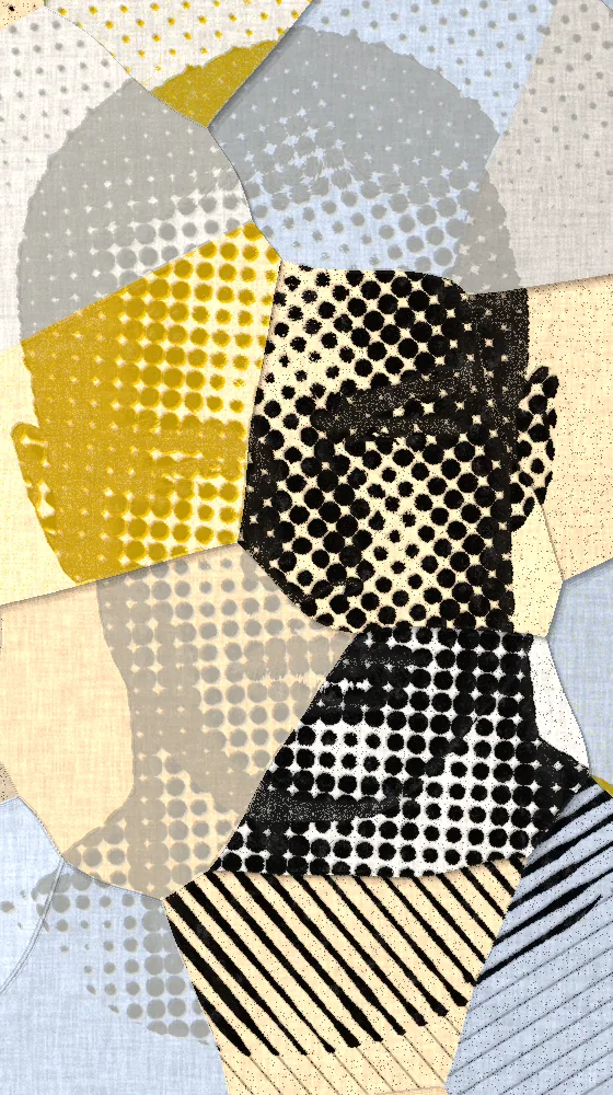Torn Paper Collage Effect on a photo of a man with a buzz cut