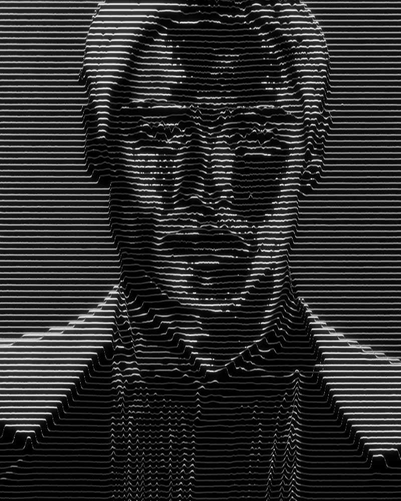 Wave Lines Effect on a photo of a man in a white shirt