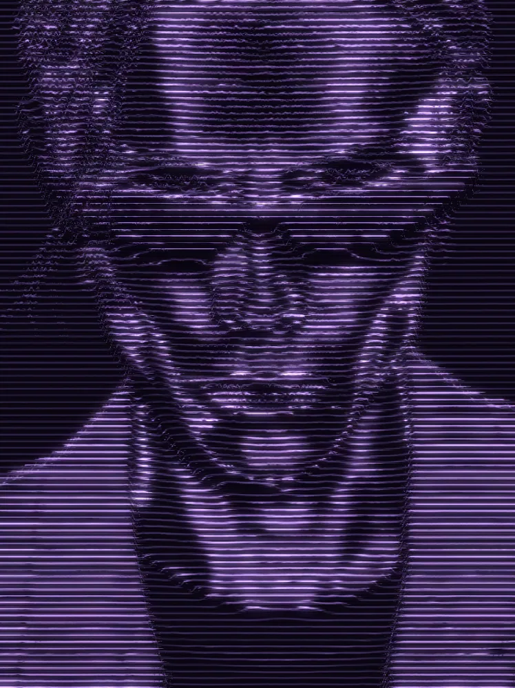 Wave Lines Effect on a photo of a man with pink hair and black sunglasses